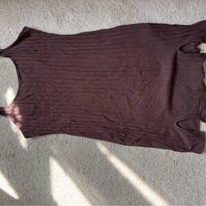 Sleeveless Ribbed dress - Brown
